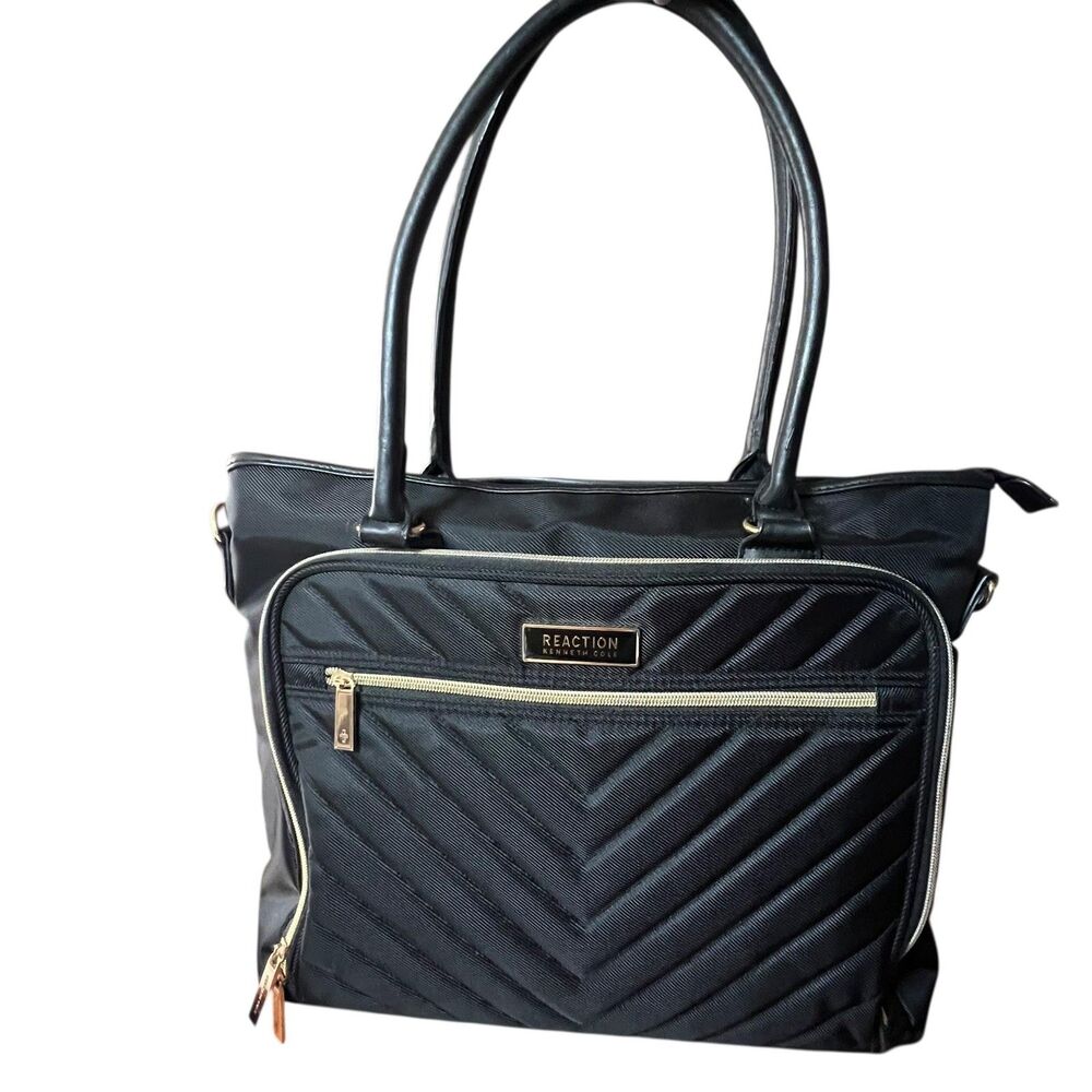 Kenneth Cole Reaction Laptop Bag Women's Lg Black Quilted Professional Shoulder